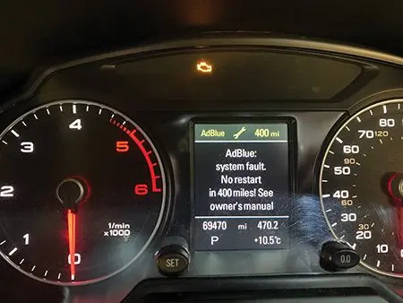AdBlue system fault varning instrumentpanel